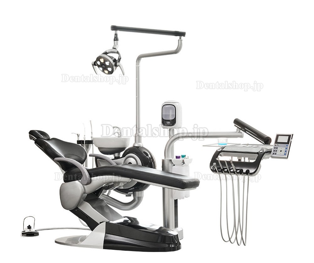 Safety® M2+ 高級シルバーブラックスタイル歯科用チェア治療ユニット (空気消毒器付き)